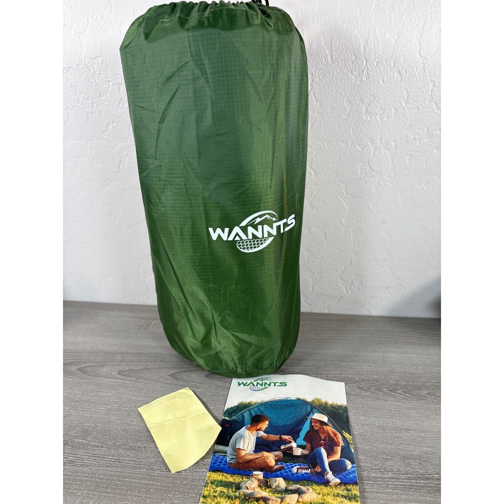 WANANTS Self-Inflating Sleeping Pad with Built-in Pillow Green Camping Mat